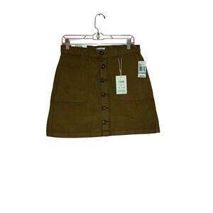 NWT Kensie Jeans Brown Corduroy Button Front Mini Skirt Size 8/29